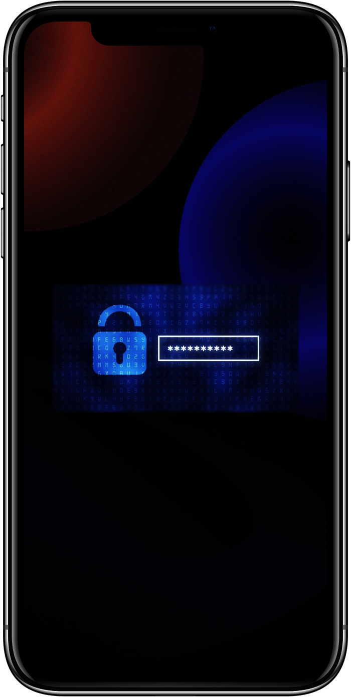 Illustration of iphone with password graphic.